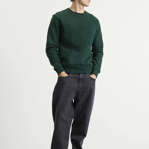 Sudadera Unisex de Cuello Redondo, Holgada, de Color Sólido, Tejida, Informal, para Otoño, Corte Regular, Verde, Hecha en Pakistán - Product Image 3