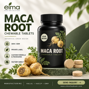 Suplemento de Extracto de Raíz de Maca Halal Elma Food, 60 Tabletas Masticables, Apoyo Energético para Hombres, Metabolismo, Circulación, GMP, HACCP - Product Image 1