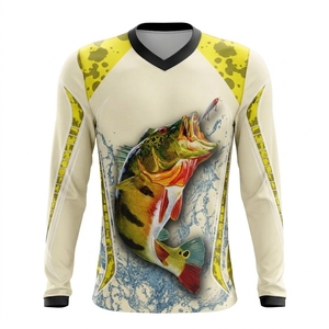 Ropa de protección solar cómoda de tela para exteriores para hombres, para viajes de pesca, camiseta de pesca de manga larga para hombres, duradera - Product Image 5