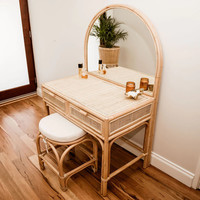 Coiffeuse et tabouret modernes en rotin avec miroir Meubles de décoration intérieure Coiffeuses en osier