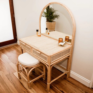 Modern rattan dressing table and stool set with <b>mirror</b> home decor furniture wicker dressing tables - Product Image 5