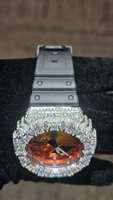 Montre G Sh0 entièrement sertie de diamants Moissanite VVS, style Bust personnalisé, luxe Hip Hop, mouvement à quartz MIYOTA, boîtier en acier inoxydable, bracelet en caoutchouc