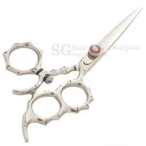 Ciseaux de coiffure professionnels SAAR GLOBAL SURGICAL en acier inoxydable 6CR13, lame tranchante à 28 dents, pour droitiers, avec poignée longue - Product Image 4