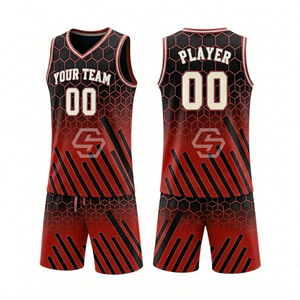 Maillot de basket personnalisé et abordable 100 % polyester, col en V, sans manches, respirant, ensemble d'uniformes d'entraînement unisexe - Product Image 2