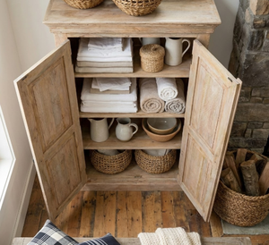 Armario de dormitorio indio de madera maciza de mango, no plegable, de 2 puertas, con acabado envejecido, estilo antiguo y rústico. - Product Image 3