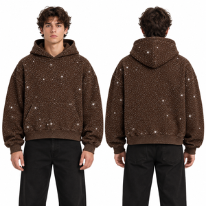 Hoodies courts à strass, coupe carrée, manches longues, pour commandes en gros, designs personnalisés, streetwear, mode urbaine, tenues décontractées - Product Image 1