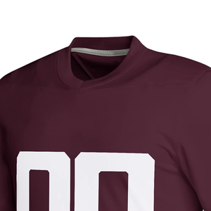 Custom American Football Jersey Men's Maroon Crew Neck <b>Short</b> Sleeve <b>Mesh</b> Polyester Moisture Wicking Team Numbers 00 Printed - Product Image 4