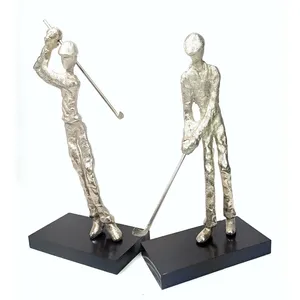 Silver Plated Golf Figurines Modern Metal Sculpture Art Collectible Decorative <b>Statues</b> for Home Office Display - Product Image 1