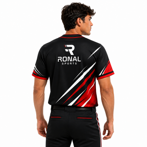 เสื้อเบสบอล RONAL SPORTS สีดำ แดง ขาว สำหรับผู้ชาย แขนสั้น ระบายเหงื่อได้ดี พิมพ์ลายแบบ Sublimated ทรงปกติ เสื้อผ้าสำหรับผู้ใหญ่ - Product Image 4