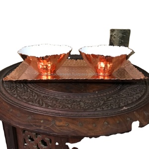 Ensemble de bols en placage de cuivre avec plateau ornement de plateau de fruits créatif martelé de haute qualité meilleure vente ensemble de bol peint à la main et plateau - Product Image 1
