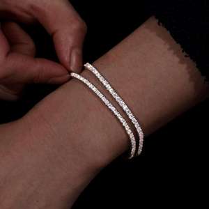 Luxury Women's 925 Silver Tennis Bracelet Round Brilliant Cut Diamond Channel Setting Wedding Jewelry - Product Image 1
