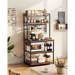 Scaffale da Cucina a X con 12 Ganci a S, Cavo di Alimentazione da 1,5 m, Supporto e Ripiani per Prese Elettriche - Product Image 2