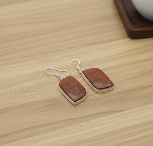 Pendientes de Plata de Ley 925 con Forma de Cometa de Jaspe Norena Natural, Chapados en Oro Rosa y Oro Amarillo, Joyería Minimalista de Lujo para Mujer - Product Image 1