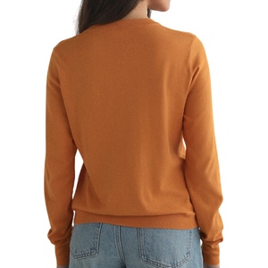 Cárdigan de Cuello Redondo para Mujer, Color Naranja, Tacto Suave, Algodón, Manga Larga, Tejido de Punto, Botones al Frente, Bolsillos, ODM, Todas las Temporadas - Product Image 2