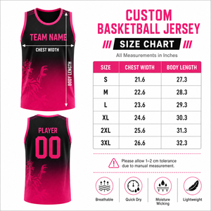 Maillot de basket-ball personnalisé à dégradé, sans manches, maillot d'équipe rose et noir, uniforme en mesh sublimé, fabricant OEM - Product Image 5