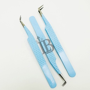 แหนบต่อขนตาคุณภาพสูงรุ่นใหม่ สแตนเลสสตีล สีฟ้าสดใส โค้งงอ 90 องศา - Product Image 3