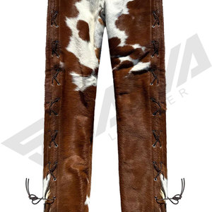 Pantalones de invierno SALVA LEATHER para hombre, de gamuza color canela, ecológicos, impermeables, con bolsillos, corte recto, cierre de cremallera, cintura media, ligeros - Product Image 6