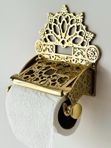Victorian Polished <b>Brass</b> <b>Toilet</b> Paper <b>Holder</b> Vintage Bath Hardware Wall Mounted <b>Brass</b> <b>Toilet</b> <b>Roll</b> <b>Holder</b> Classic Bathroom - Product Image 6