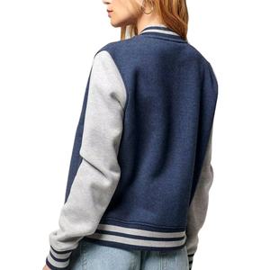 Blouson d'aviateur matelassé en laine basique personnalisé pour femmes veste universitaire de baseball Letterman technique de tricot respirant teint en plaine - Product Image 6