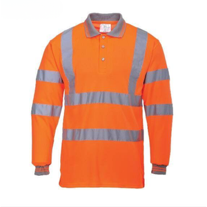 Polo à manches longues en coton haute visibilité, vêtements de travail réfléchissants, respirants, uniforme de chantier pour hommes - Product Image 4