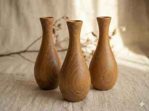 Vase de table en bois Art Déco, fait main, écologique, décoration pour le coin du salon - Product Image 3