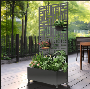 Modern Metal Privacy <b>Screen</b> Planter Box Indoor Outdoor <b>Decorative</b> Garden Divider Tall Rectangular Plant Stand <b>Panel</b> - Product Image 2