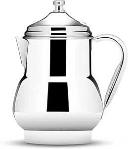 Premium Eco-Friendly Durable Double Wall Hammered <b>Silver</b> Dallah Traditional Arabic Coffee Pot Metal Serving Kettle Whistling - Product Image 1