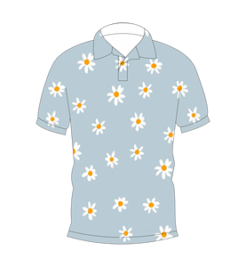 เสื้อโปโลพิมพ์ลายดอกเดซี่สีฟ้าอ่อนสำหรับผู้ชาย แขนสั้น สวมใส่สบายๆ ในฤดูร้อน เหมาะสำหรับเล่นกอล์ฟ - Product Image 1