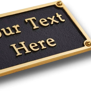 ป้ายโลหะทองเหลืองแท้ ขนาด 5 นิ้ว x 3 นิ้ว รูปทรงสี่เหลี่ยมผืนผ้า ป้ายชื่อโลโก้สลัก ป้ายเลเซอร์ ป้ายสแตนเลส - Product Image 1