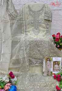 Trending Elegant Organza Shalwar Kameez Set con Khatli Bordado Santoon Patch Bottom & Dupatta para adultos para el invierno - Product Image 5