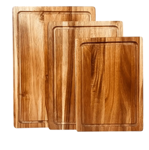 Juego de tablas de cortar de madera duraderas, rectangulares, de bambú, para preparación de alimentos - Product Image 1