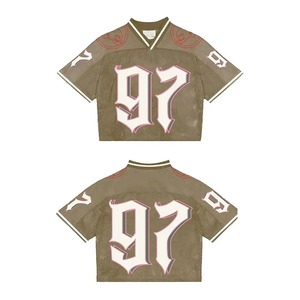 เสื้อฟุตบอลอเมริกันสไตล์วินเทจทรงโอเวอร์ไซส์สำหรับผู้ชาย แบบแห้งเร็ว คุณภาพสูง รับผลิตตามสั่งแบบ OEM ODM ขายส่ง - Product Image 2
