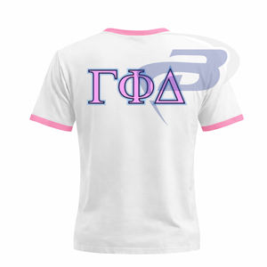 Camiseta de la Hermandad Gamma Phi Delta, con Cuello en Contraste Blanco, 100% Algodón, Transpirable, Estilo Urbano, Camiseta GPD Sorority - Product Image 2