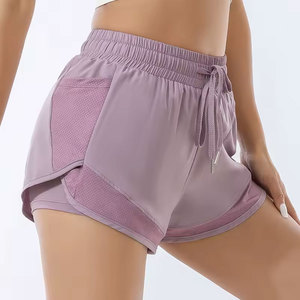 Shorts Deportivos de Cintura Alta con Cordón, Color Morado, con Bolsillos, Diseño Floral Vintage, Tejido de Punto de Secado Rápido, Ropa Deportiva para Mujer - Product Image 5