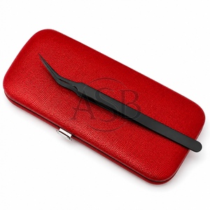 Pince à épiler professionnelle japonaise en acier inoxydable pour extensions de cils, haute qualité, pointue, noire, à isolation plasma - Product Image 2