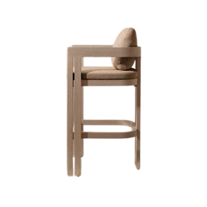 Chaise de bar d'extérieur de style scandinave, siège en teck massif de qualité supérieure, coussin et accoudoirs ouverts, mobilier écologique, bar de café de luxe - Product Image 3