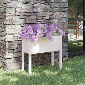 Jardinière en bois de pin massif blanc durable 27,6 x 12,2 x 27,6 pouces, pots et jardinières pour fleurs - Product Image 1