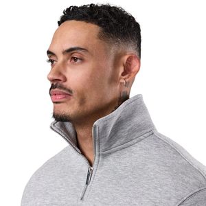 Sweat-shirt à col montant zippé gris clair pour homme, pull décontracté en polaire, vêtement streetwear d'hiver - Product Image 3