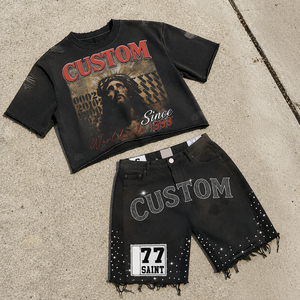 High Quality Custom Men's Summer Breathable Polyester/Cotton <b>Knitted</b> Fabric Casual Short Sleeve T-Shirt <b>Sets</b> - Product Image 1
