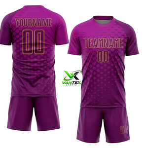 Uniforme Deportivo VANTEX, Conjunto de Camiseta de Fútbol Personalizada, Secado Rápido, 100% Poliéster, Rayas Moradas y Naranjas, Manga Corta, Número 00 - Product Image 6