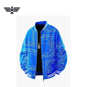 Veste bomber décontractée pour homme de qualité supérieure, hiver, noire, imprimé paisley, coupe-vent, col montant, fermeture éclair, service OEM fini - Product Image 3
