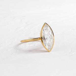 Igi/gia แล็บตัดเพชรวินเทจ14K สีเหลืองงานแต่งงาน/แหวนหมั้น unisex สีขาวทองงานครบรอบปาร์ตี้-ของขวัญที่คู่ควร - Product Image 2