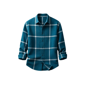 Chemise décontractée à carreaux pour homme, manches longues, col rabattu, en popeline 100 % coton respirant, style automne - Product Image 1