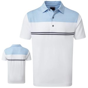 Chemise à manches courtes pour homme, bicolore blanc et bleu clair, avec logo sur le devant, coupe décontractée, en tissu tricoté, service OEM - Product Image 1