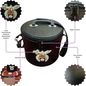 Conjunto de Gorro Fez Masónico Shriner Hecho a Medida (4 Filas como se muestra en la imagen) – Fez de Lana 100% Borgoña Bordado a Mano con Hilos Metálicos - Product Image 4