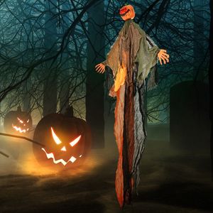 Fantasma di zucca sospeso di 1,8 metri con occhi rossi luminosi e braccia pieghevoli per decorazioni di Halloween - Product Image 2