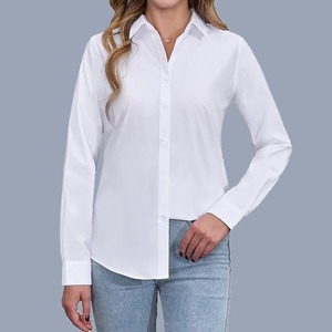 <b>Women's</b> 100% Cotton <b>Long</b> <b>Sleeve</b> Loose Fit Solid Color for <b>Shirt</b> Button Collar Moisture Wicking Breathable Fabric All Seasons - Product Image 6
