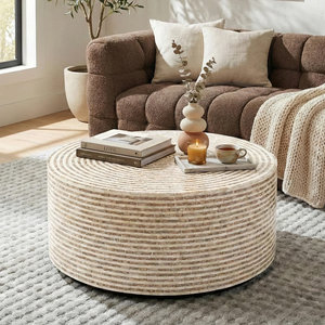 Mesa de Centro de Lujo con Incrustaciones de Madreperla, Mosaico de Conchas, Mueble Hecho a Mano para Sala de Estar, OEM - Product Image 1