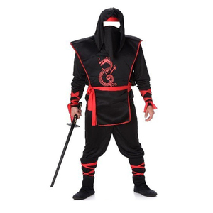 Disfraz de Ninja con Máscara de Anime Japonés, Clásico para Niños, con Correas Rojas y Ropa Negra, Venta al Por Mayor - Product Image 4