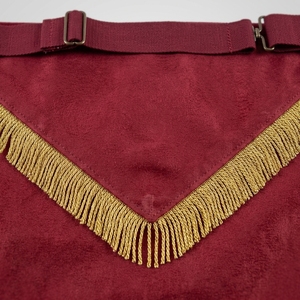 SMART SHINE ENTERPRISES Luxury 32 Customized Masonic <b>Apron</b> <b>White</b> Fabric Gold Embroidered V-Flap Square Badge Fringe for Garment - Product Image 6